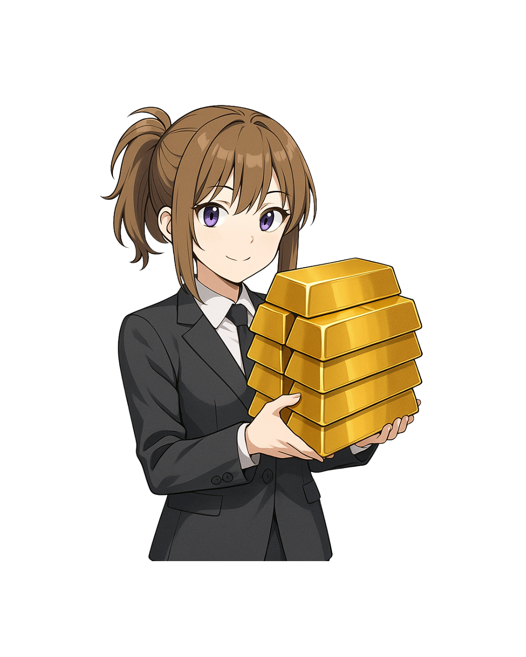 Gold Inu mascot holding gold bars